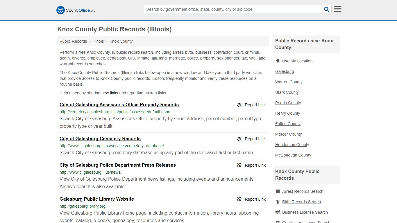 Public Records - Knox County, IL (Business, Criminal, GIS, Property ...